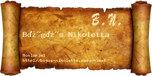 Bögös Nikoletta névjegykártya